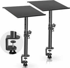 Heavy Duty Studio Monitor Stands Against The Wall, Height 13" to 18.5" Desktop Speaker Stand Stage Black studio monitors,nearfield speakers,mixing reference monitors,