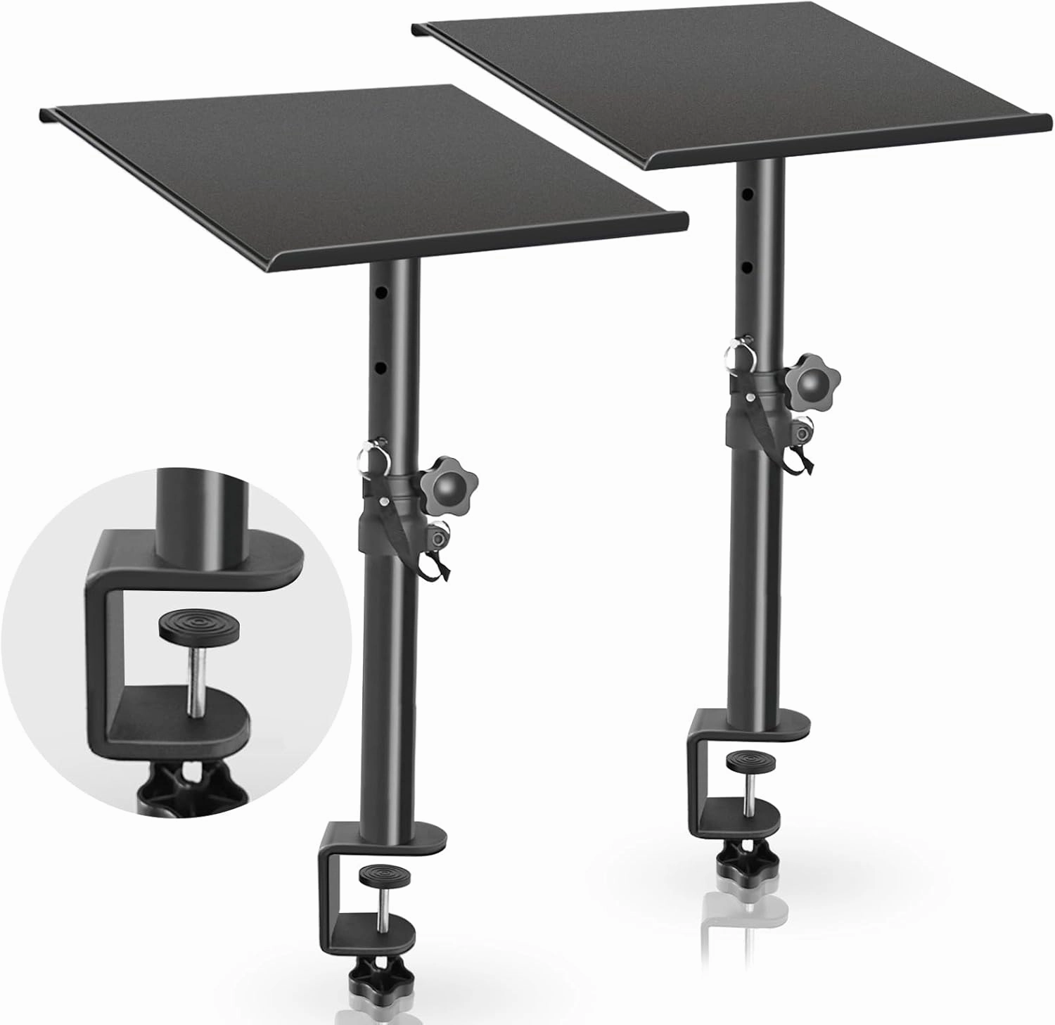 Heavy Duty Studio Monitor Stands Against The Wall, Height 13" to 18.5" Desktop Speaker Stand Stage Black studio monitors,nearfield speakers,mixing reference monitors,