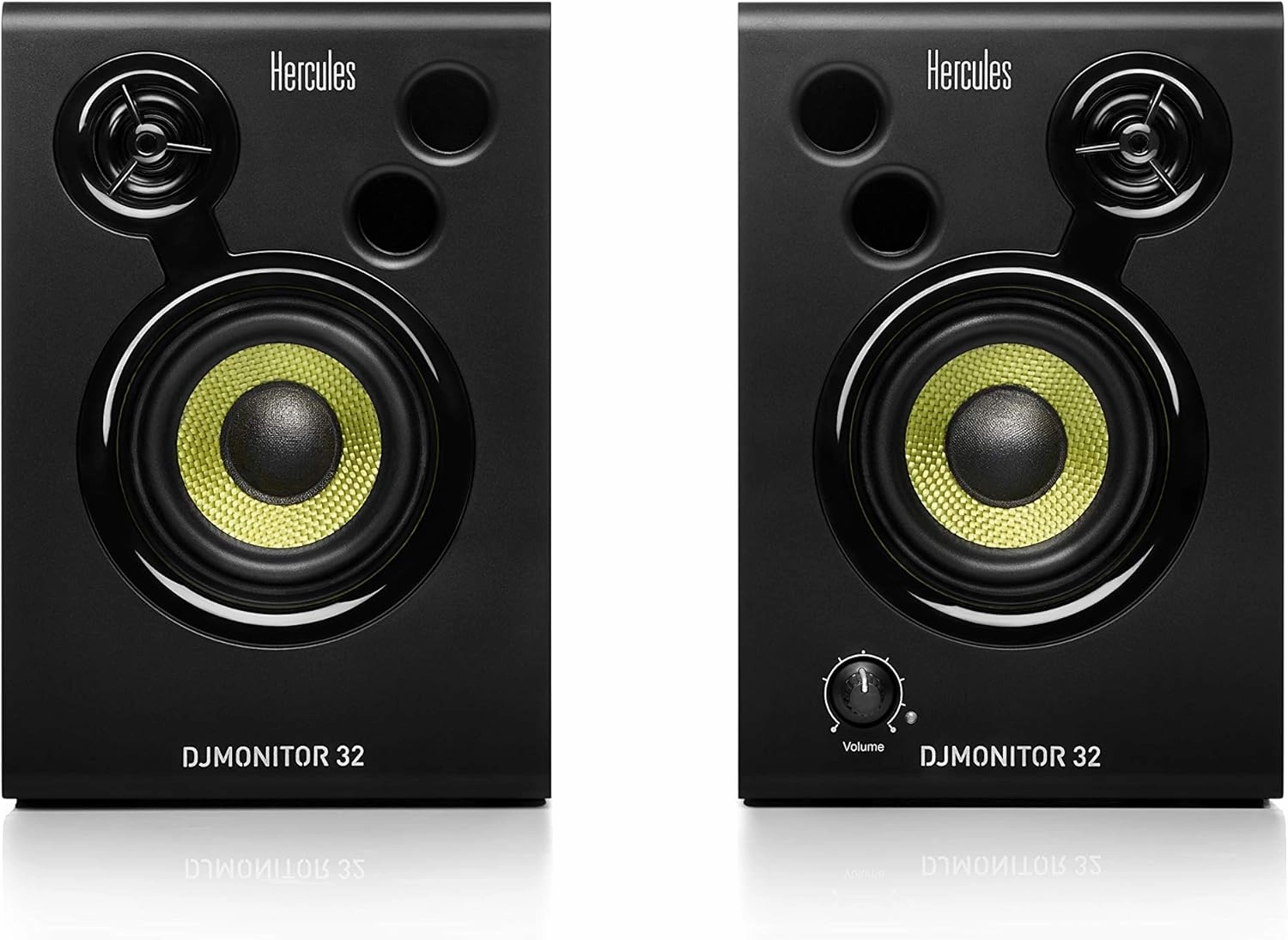 Hercules DJMonitor 32: 2 x 15 watts RMS active monitoring speakers,Black studio monitors,nearfield speakers,mixing reference monitors,