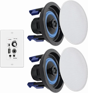 Herdio 4 Inch Bluetooth Ceiling Speakers 160W Flush Mount in Wall Amplifier Receiver Suitable for Indoor Home & Covered Outdoor Porch (Pairs) soundbar,TV speaker bar,home theater soundbar,