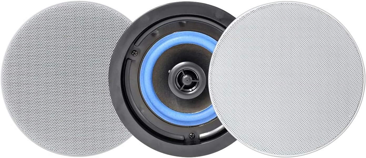 Herdio 4 Inches Flush Mount 2 Way Full Range in Wall Bluetooth Ceiling Speakers,Great for Humid Indoor Outdoor Placement Bath, Kitchen,Bedroom,Covered Porches A Pair soundbar,TV speaker bar,home theater soundbar,