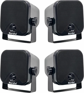 Herdio 4 Inches Heavy Duty Waterproof Boat Marine Box Outdoor Speakers Surface Mounted for Skid Steer ATV UTV RZR RV Golf Cart Tractor Powersports Boat Truck Jeep(4 Black Speakers) outdoor speakers,weatherproof speakers,patio audio system,