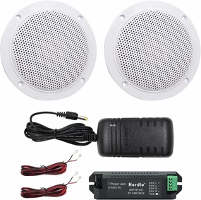 Herdio 4 Inches Waterproof Marine Bluetooth Ceiling Speakers for Bathroom Kitchen Home Outdoor Camper Golf Cart Boat with Flush Mount soundbar,TV speaker bar,home theater soundbar,