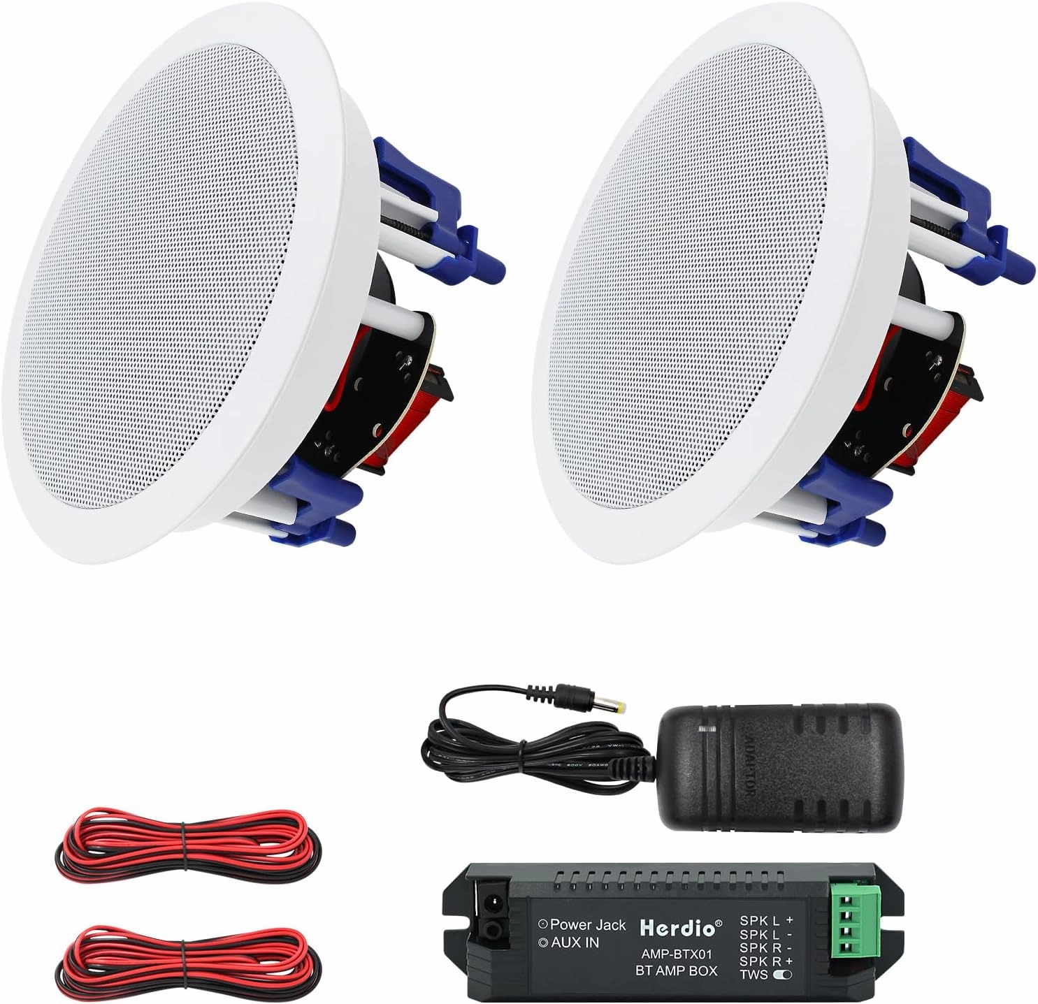 Herdio 5.25 Inch Bluetooth Ceiling Speakers Home Recessed Speaker System 300 Watts Suitable for Humid,Kitchen,Bedroom,Bathroom,Covered Patio (A Pair) soundbar,TV speaker bar,home theater soundbar,