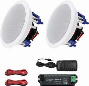Herdio 5.25 Inch Bluetooth Ceiling Speakers Home Recessed Speaker System 300 Watts Suitable for Humid,Kitchen,Bedroom,Bathroom,Covered Patio (A Pair) soundbar,TV speaker bar,home theater soundbar,