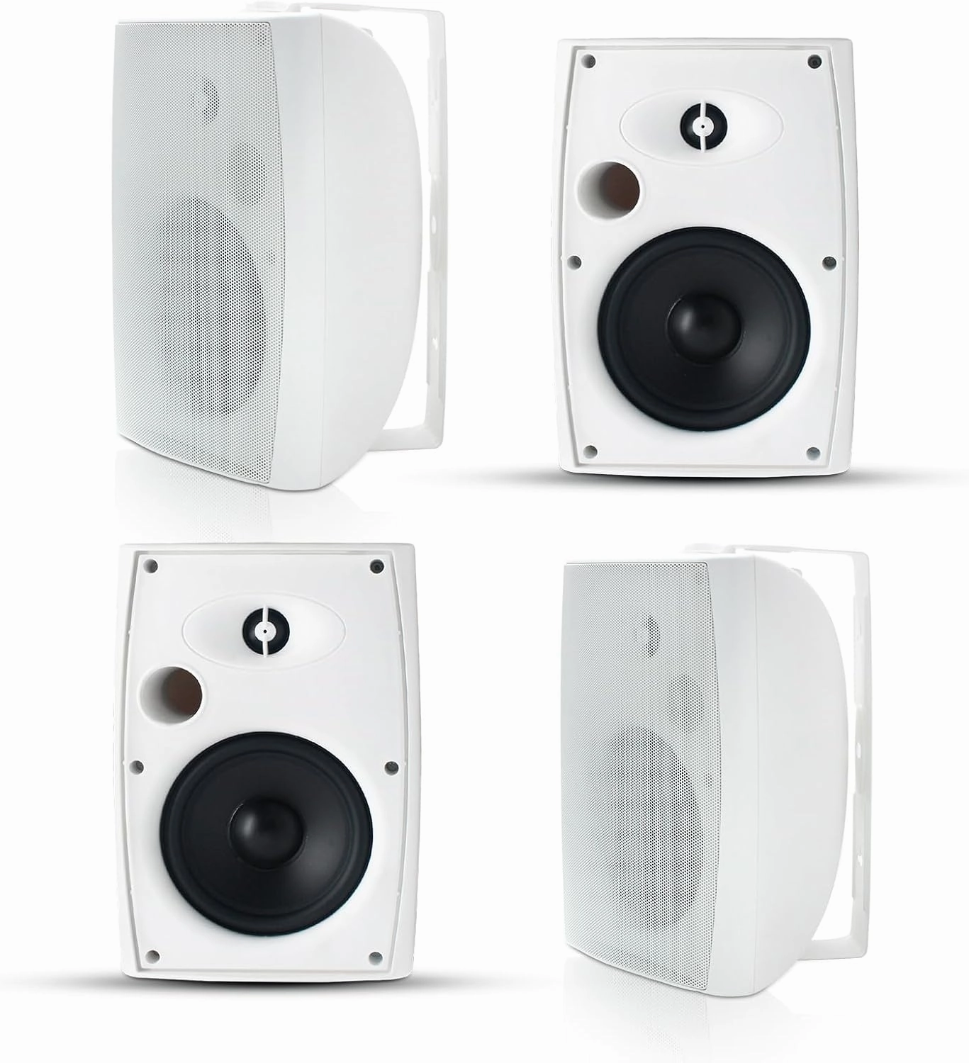 Herdio 6.5 Inch 800W Passive Outdoor Speakers Wired Waterproof 2-Way Wall Mounted Speakers with Bass Suitable for Patio Pool Deck Porch Backyard Indoor Home (2 Pairs, White) powered subwoofer,home theater subwoofer,deep bass speaker,