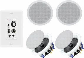 Herdio Home Audio Package in Wall Bluetooth Amplifier Volume Control Receiver Wall Plate with 6.5 Inch 640W Ceiling Speakers(2 Pairs) soundbar,TV speaker bar,home theater soundbar,