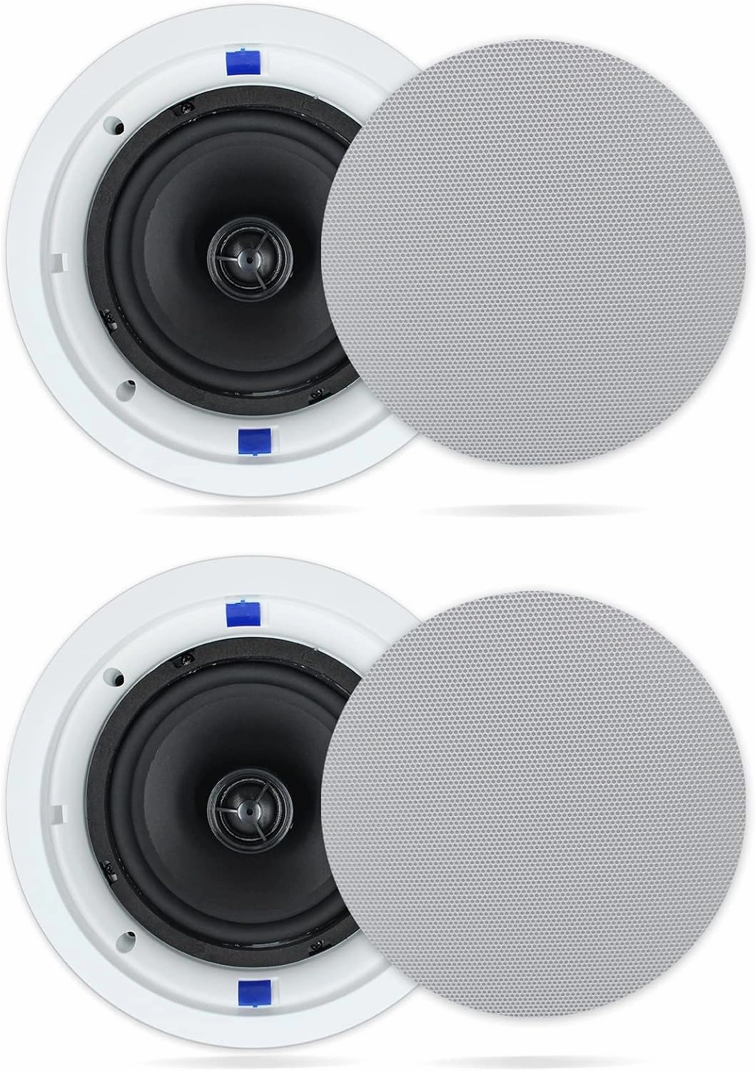 Herdio Passive Ceiling Speakers 6.5 Inch, 320W 2-Way Round Flush Mount Speakers, Easy to Install, Suitable for Home Theater Living Room Bathroom Office, (White, Pair) soundbar,TV speaker bar,home theater soundbar,