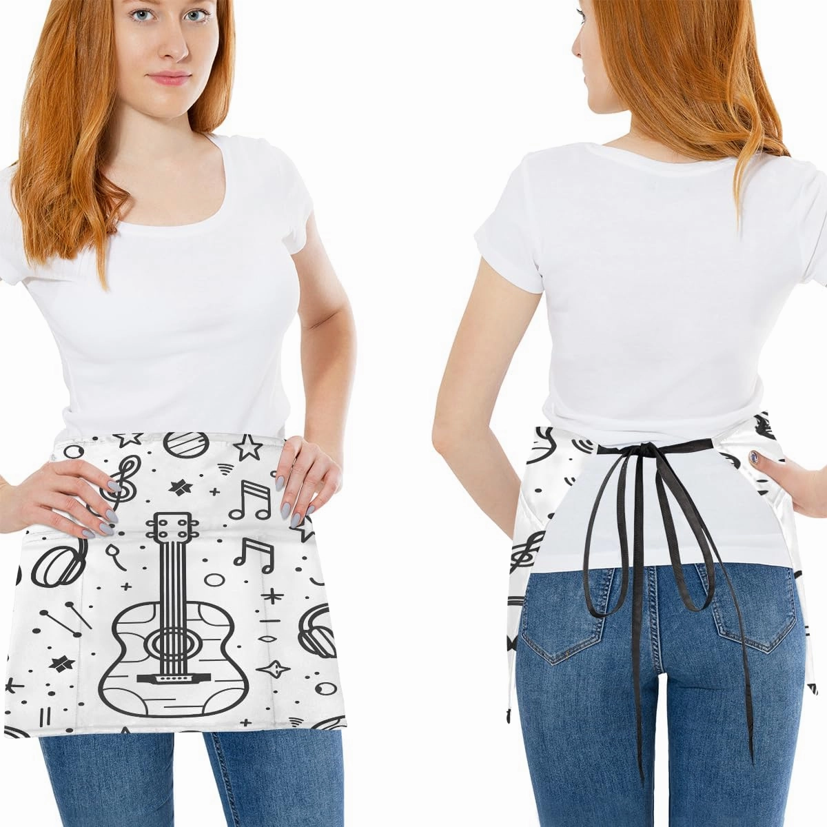 Hexteria Server Aprons with 3 Pockets Short Half Apron Waiter Waitress Kitchen Cooking Restaurant Waist Apron