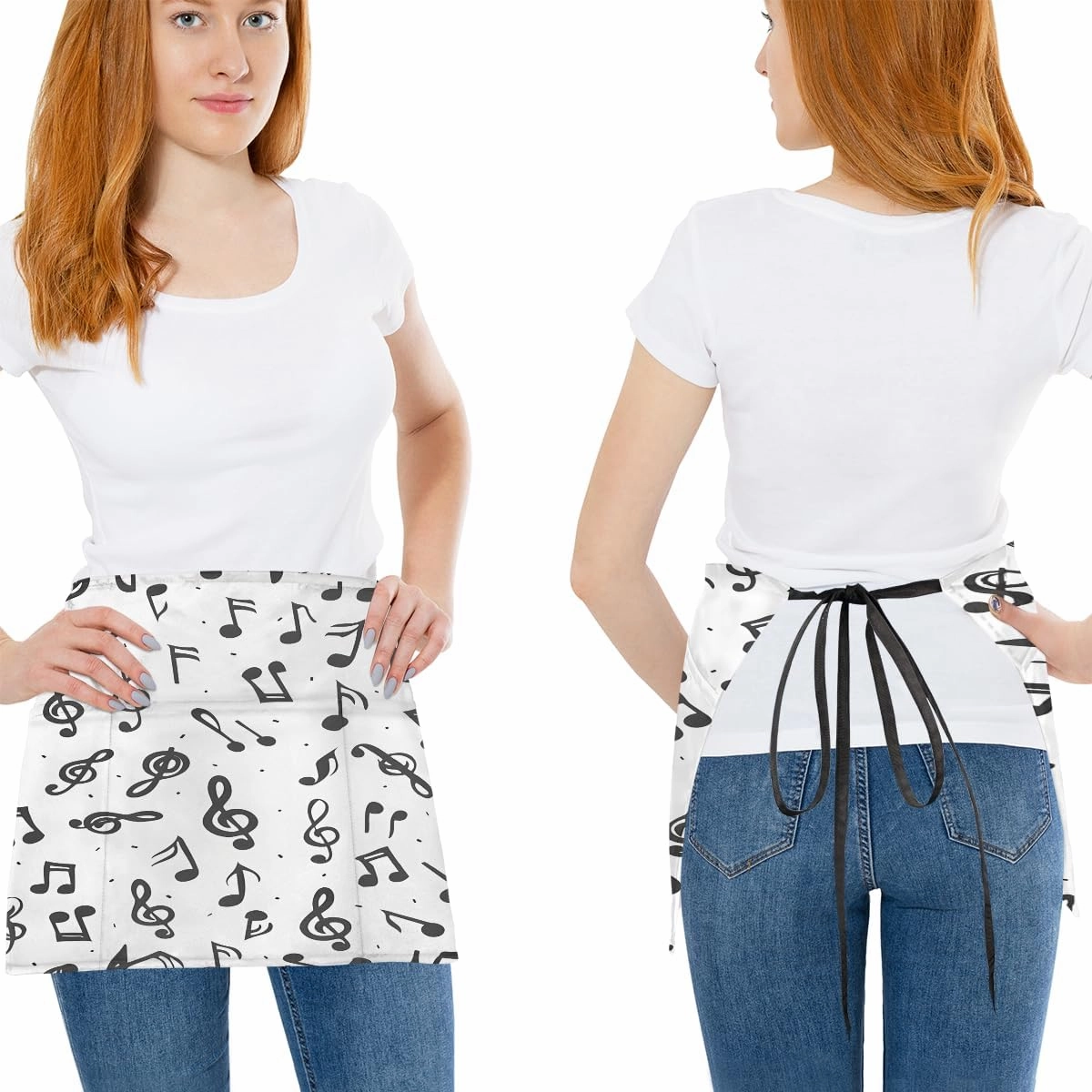 Hexteria Server Aprons with 3 Pockets Short Half Apron Waiter Waitress Kitchen Cooking Restaurant Waist Apron