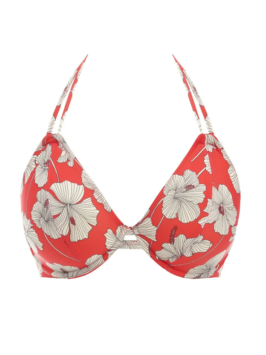 Hibiscus Beach Halter Bikini Top - Sunset