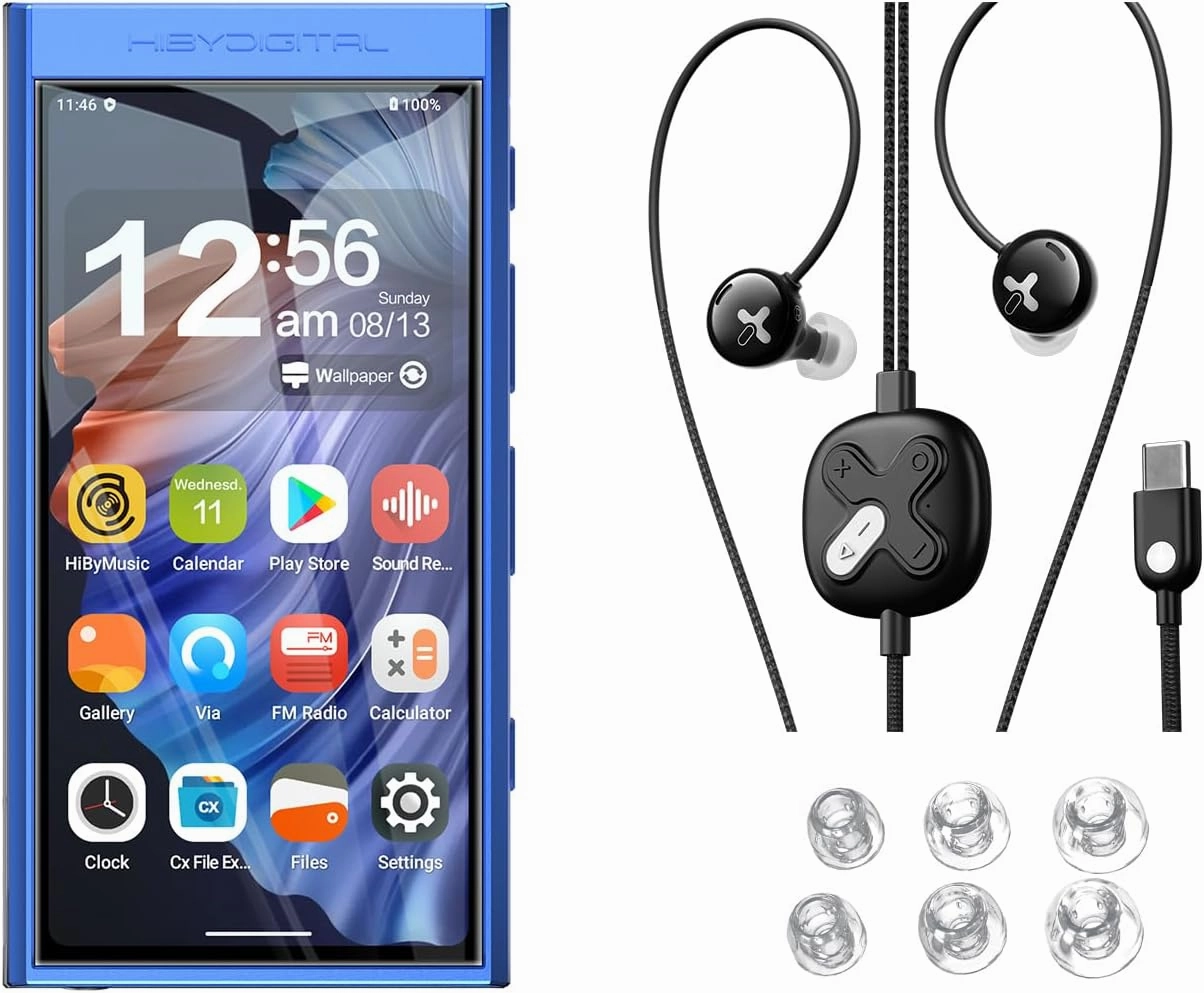 HiBy Digital M300 Android MP3 Player & HiBy Digital Xeno IEMs & HiBy WG01 Earbud Tips (128G Blue) hi-res portable player,digital audio player,DAP lossless,