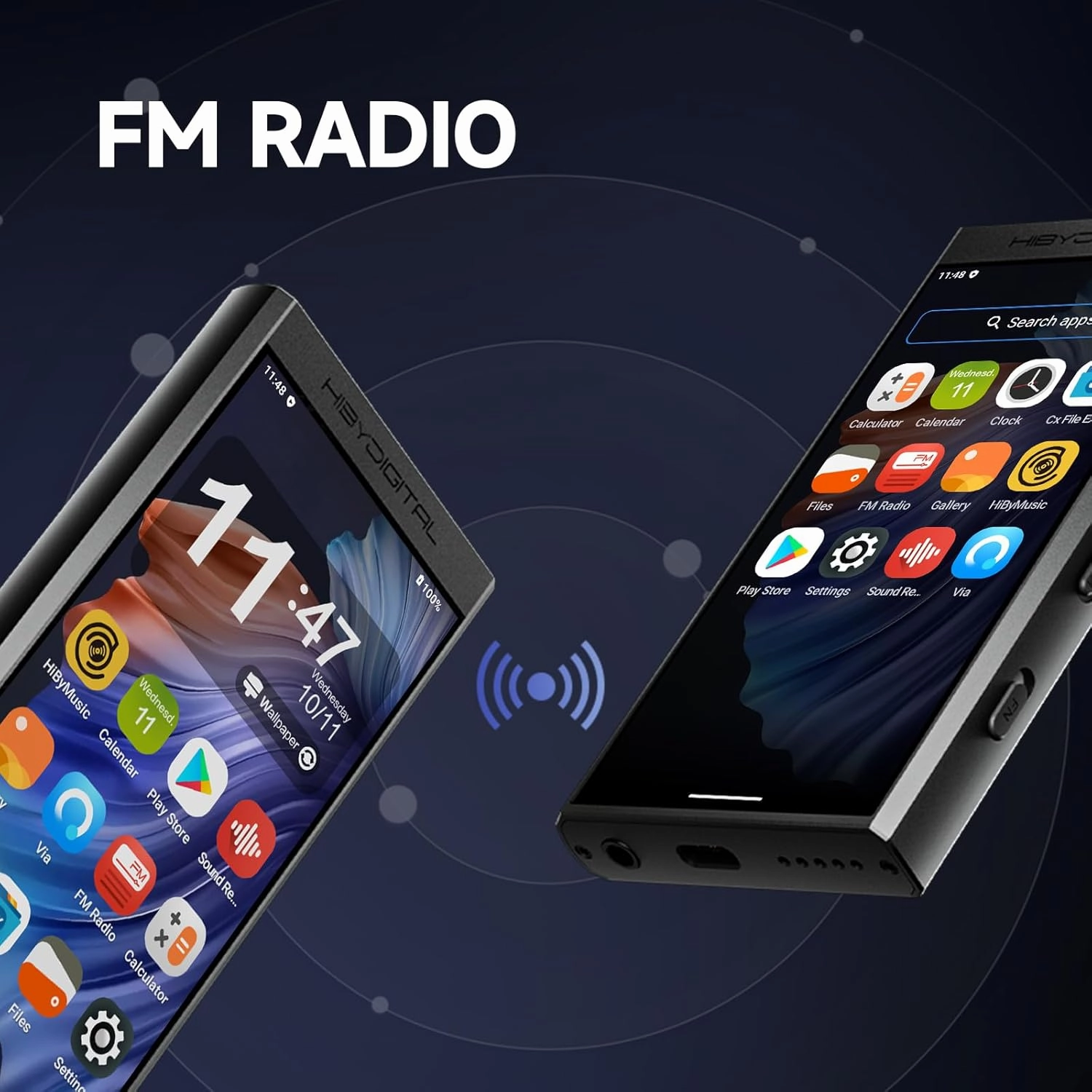 HiBy Digital M300 Music Player with Speaker Android 13 OS SD665 Soc Bluetooth WiFi and FM 1280x640 Resolution IPS Display Supports PCM768k DSD256 32G 2TB Expandable Memory Silver