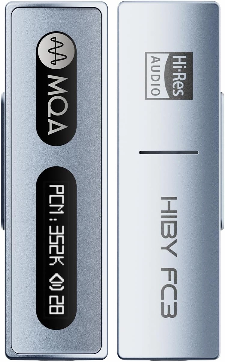 HiBy FC3 USB DAC with Display Hi-Res Audio 112mW Output Power Support PCM DSD MQA dongle for iPhone/MAC/Android/Windows(Blue) DAC,USB audio converter,digital to analog converter,