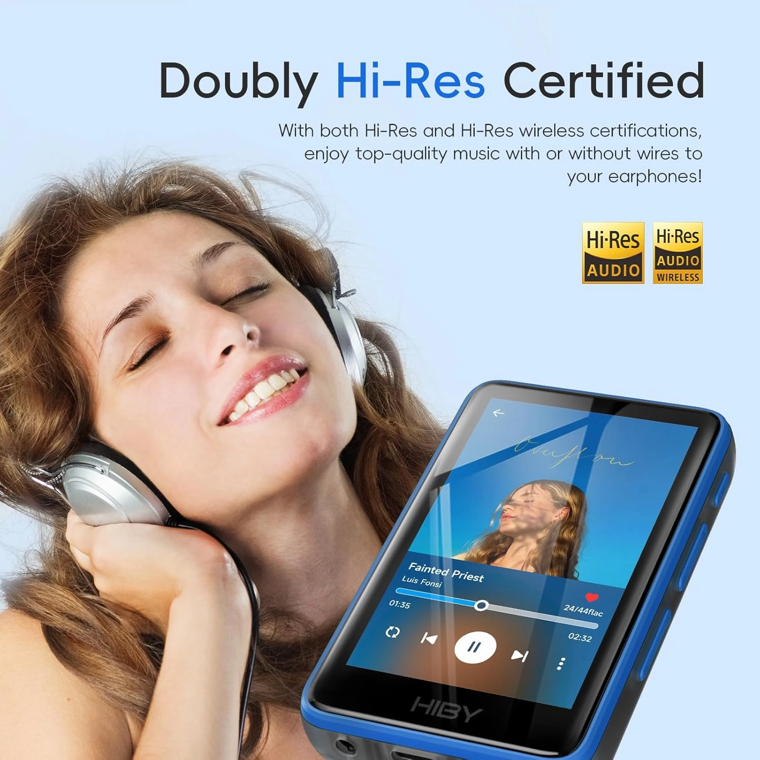 HiBy R1 HiFi MP3 Player with Bluetooth 5.1 Hi-Res Audio Certified DSD 256 Native Tidal Qobuz Player MSEB Tuning 3Touchscreen 32GB 2TB Expanded MemoryValue Set