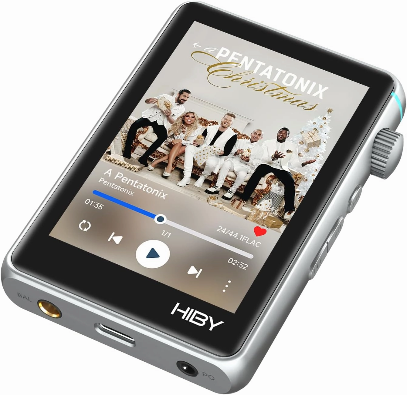HiBy R3 II 2025 Hi-Fi Lossless Audio Player  Portable with Bluetooth 5.1, WiFi, DSD, PCM, MQA Streaming, Dual ES9219C, MQA 16X, Tidal/Qobuz, 2TB Extended Memory (Silver)