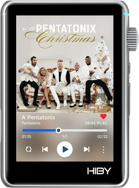 HiBy R3 II 2025 Hi-Fi Lossless Audio Player  Portable with Bluetooth 5.1, WiFi, DSD, PCM, MQA Streaming, Dual ES9219C, MQA 16X, Tidal/Qobuz, 2TB Extended Memory (Silver) hi-res portable player,digital audio player,DAP lossless,