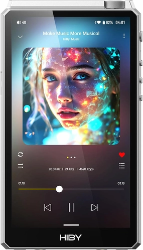 HiBy R6 III 2025 High-Res Portable Audio Player with Dual-Band WiFi, Bluetooth 5.0, 4 DACs, Class A/AB Amp, DSD512, and Android 12 (Silver) hi-res portable player,digital audio player,DAP lossless,