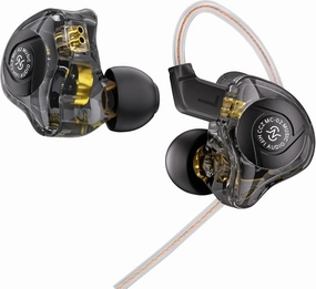 HiFi Gaming Earbuds, CCZ MC02 in Ear Monitor Headphone, Clear Sound Wired Earbuds, 10mm 1DD in Ear Headphone with Patented Earbuds Tips, Ear Fins, IEM for Gaming Music Video Calling(Dark, Without mic) in-ear monitors,hi-fi IEMs,studio earphones,