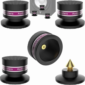 HiFi Speaker Spikes IF03B by Audiocrast, Speaker Vibration Dampener Stand Feet Pads Shock Absorber Isolation Pucks, Speaker Resonance Reducer with Non-Slip Mat for Turntable Amp CD DAC Recorder isolation pads,speaker feet,vibration dampeners,