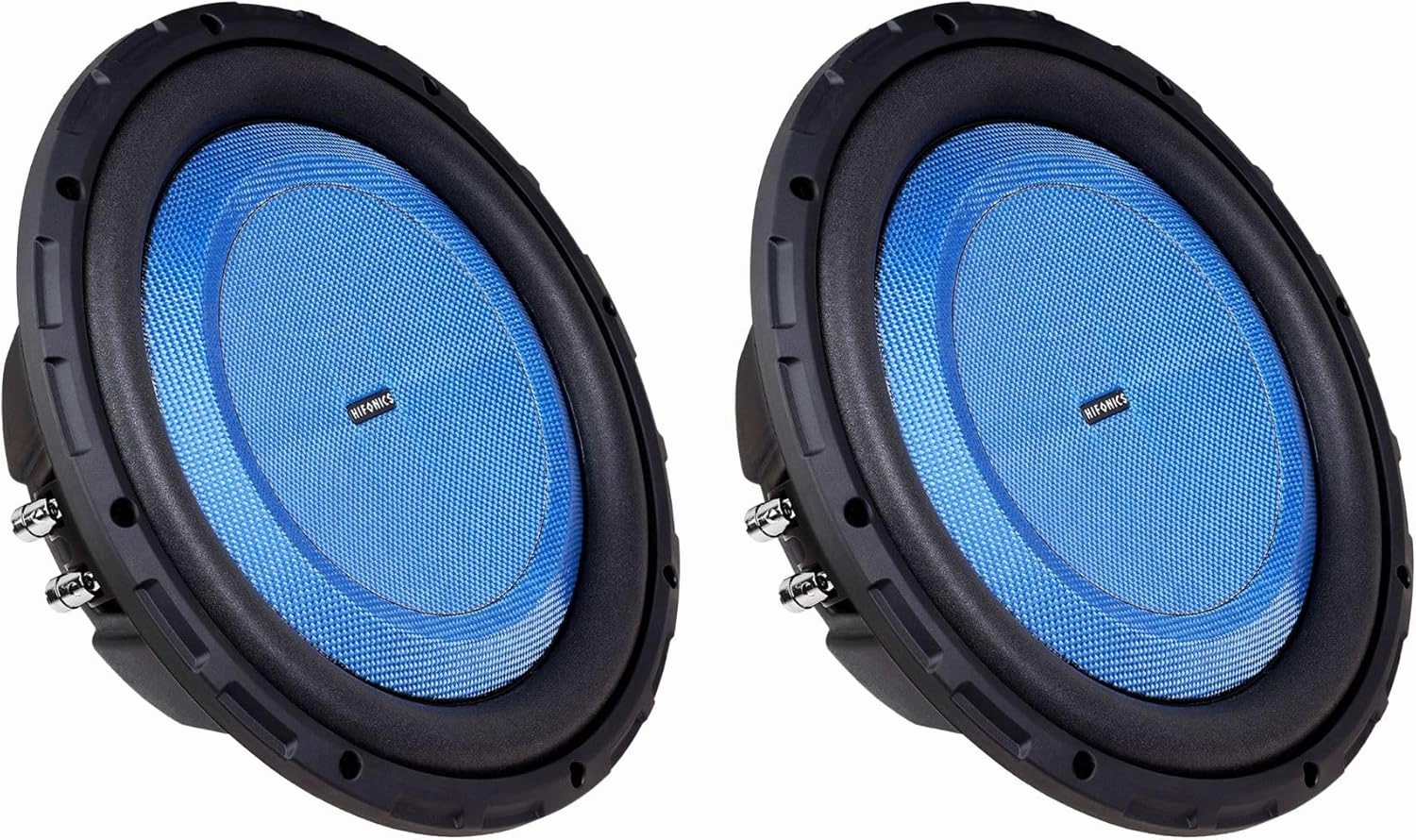 Hifonics 2 Pack Elite 12 Inch Shallow Mount Car Subwoofer, Dual 4 Ohm Voice Coil Speaker 600 Watt Peak Power Mobile Amplifier, Black/Blue power amplifier,stereo amp,hi-fi power amp,