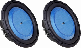Hifonics 2 Pack Elite 12 Inch Shallow Mount Car Subwoofer, Dual 4 Ohm Voice Coil Speaker 600 Watt Peak Power Mobile Amplifier, Black/Blue power amplifier,stereo amp,hi-fi power amp,