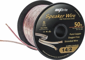High Performance 14 Gauge Speaker Wire, Oxygen Free Pure Copper - UL Listed Class 2 (50 Feet Spool) speaker cable,audio wire,hi-fi speaker cord,