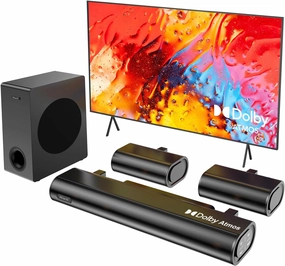 Hiwill 5.1ch Soundbar, w/ 5.25'' Big Subwoofer Dolby Atmos Surround System, 2 Wired Rear Speakers Sound Bar for Small Rooms, Clear Voice, Home Theater Audio, eARC/ARC/Opt/Bluetooth, TV Speaker 2025 soundbar,TV speaker bar,home theater soundbar,