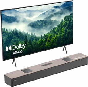 Hiwill Wooden 5.2.2ch Sound Bar with Dolby Atmos 3D Spatial, All-in-one Sound Bar for Smart TV with Dual Built-in Subwoofer, 9 Drivers, 400W Surround Sound System for TV Soundbar Speaker, WoNoble A502 surround sound system,cinema audio kit,5.1 surround pac