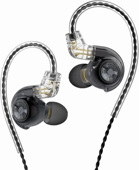 HJ822 In-Ear Monitor, HiFi Headphones with Dual Magnetic Dynamic Driver, IEM Earphones Gaming Earbuds with Volume Control Bass Stereo Noise Isolating, 3.5mm Tangle-Free Cord (Without mic) in-ear monitors,hi-fi IEMs,studio earphones,