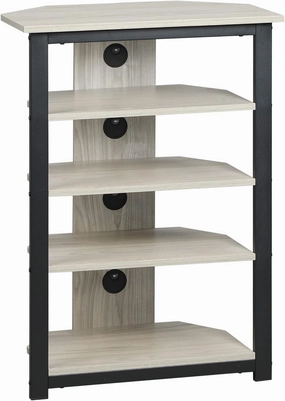 HOMCOM Media Stand with 4-Tier Audio Rack AV Media Corner Shelf with Cable Management for DVD Players Game Console TV Box Cable Box Xbox WiFi Router, Gray audio rack,hi-fi component stand,media shelf,