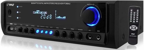 Home Audio Power Amplifier System - 300W 4 Channel Theater Power Stereo Sound Receiver Box Entertainment w/ USB, RCA, AUX, Mic w/ Echo, LED, Remote - For Speaker, iPhone, PA, Studio Use - Pyle PT390AU AV receiver,surround receiver,home theater amplifier,