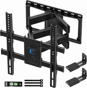 HOME VISION TV Wall Mount for 32-70 Inch TV with Soundbar Bracket, Full Motion TV Bracket with Articulating Dual Arms, Swivel and Tilt, Fits 8" 12" 16" Stud, Max VESA 400X400mm, Up to 132lbs soundbar,TV speaker bar,home theater soundbar,