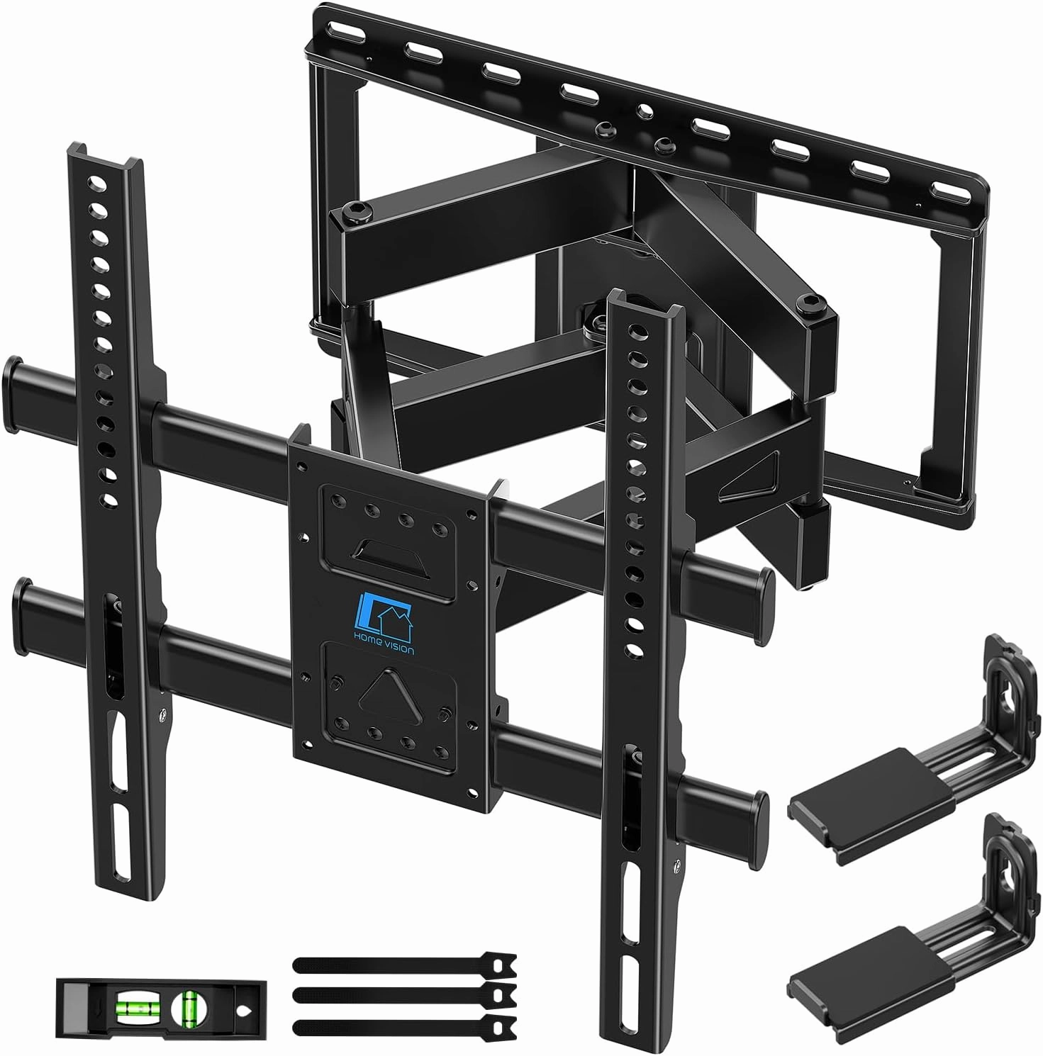 HOME VISION TV Wall Mount for 32-70 Inch TV with Soundbar Bracket, Full Motion TV Bracket with Articulating Dual Arms, Swivel and Tilt, Fits 8" 12" 16" Stud, Max VESA 400X400mm, Up to 132lbs soundbar,TV speaker bar,home theater soundbar,