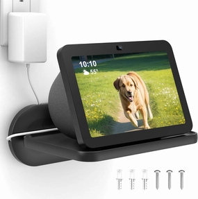 HomeMount Mount for Google Nest Hub Max - Wall Mount Holder Shelf Compaitble with NEST HUB MAX (Black) smart audio hub,voice control speaker,Alexa compatible audio,