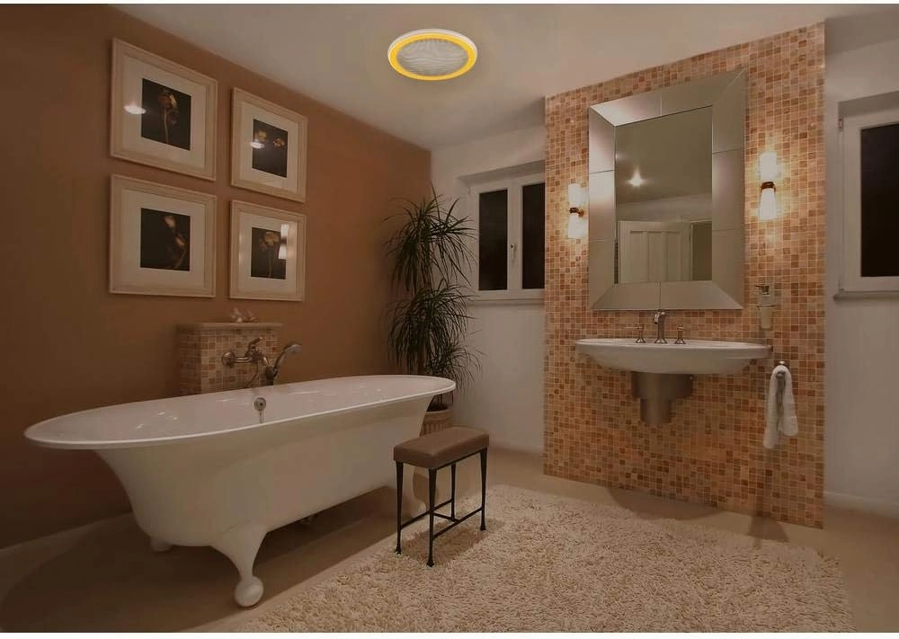 Homewerks 7130-16-BT Bathroom Fan with Color Changing LED Light and Bluetooth Speaker 110 CFM 1.5 Sones 4000K Cool White 1000 Lumens with Wall Switch