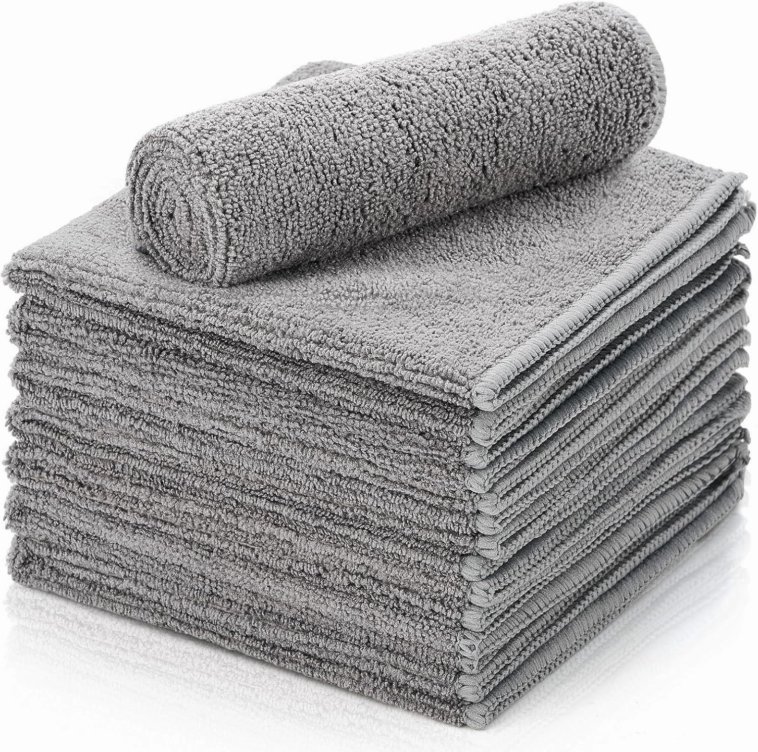 Honeydak 8 Pack Microfiber Record Cleaning Cloth, 12" x 12" Anti Static Record Cleaning Cloth Fiber Towels for Glasses, TV Screen, Laptop(Gray) record cleaning kit,vinyl cleaner,stylus brush set,