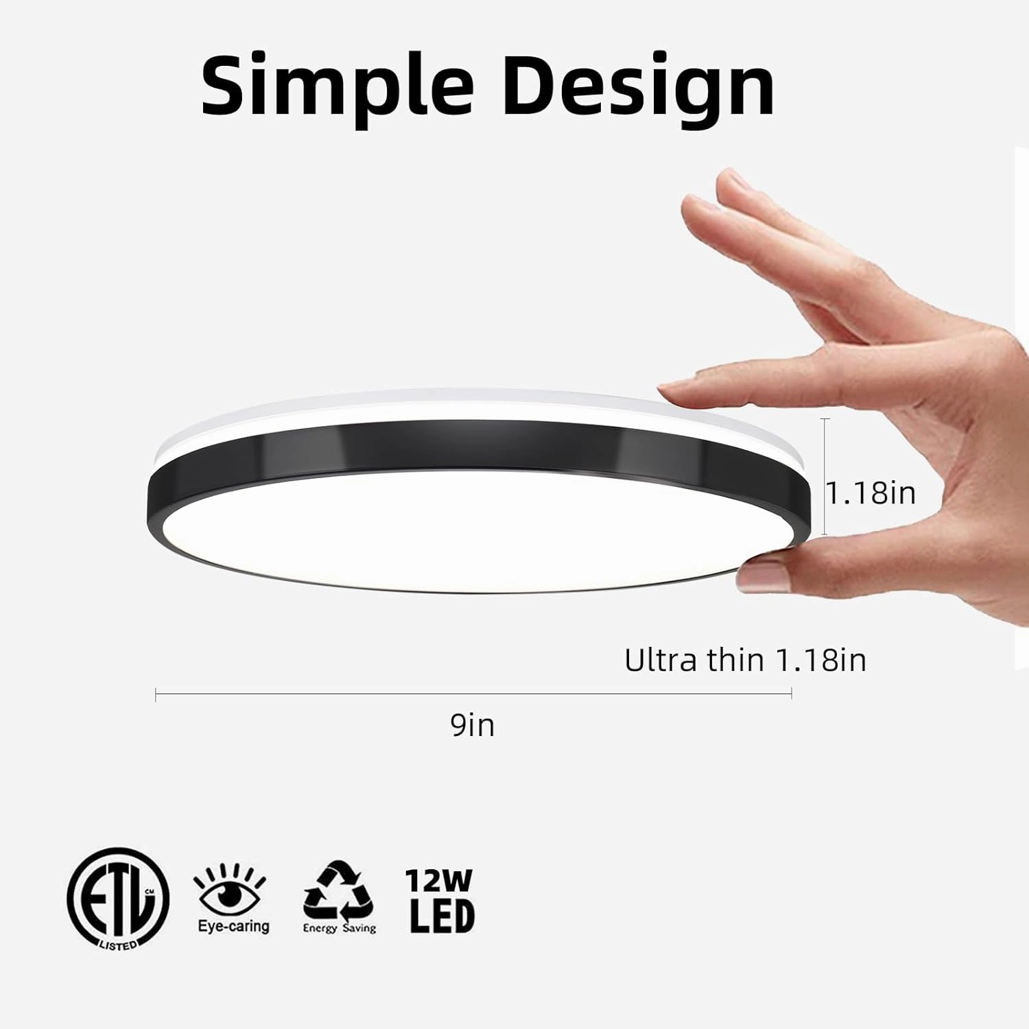 HOREVO 24W LED Ceiling Lamp Black Flush Mount Ceiling Light Fixture with Bluetooth Speaker with Remote Control,RGB Color Changing Light for Bedroom,Living Room,Bathroom,Kitchen.(Need Wired)