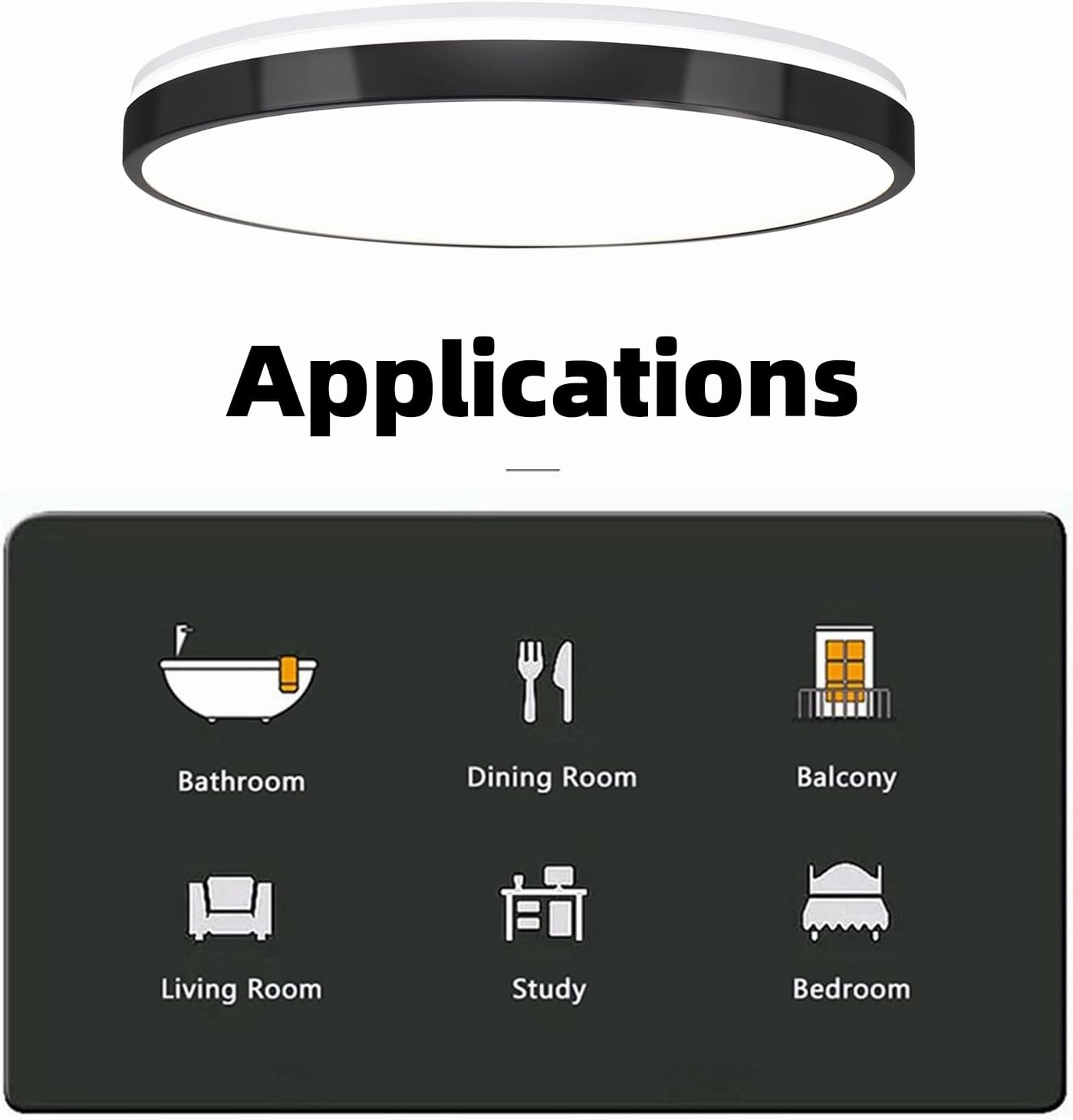 HOREVO 24W LED Ceiling Lamp Black Flush Mount Ceiling Light Fixture with Bluetooth Speaker with Remote Control,RGB Color Changing Light for Bedroom,Living Room,Bathroom,Kitchen.(Need Wired)