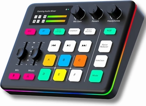 HOSONGIN Gaming Audio Mixer, Audio Interface with Pro-preamp, Voice Changer & DJ Mixer Effects, 48V Phantom Power, Bluetooth & RGB Live Sound Card for Streaming, Podcasting, Gaming audio interface,USB interface,music recording input,