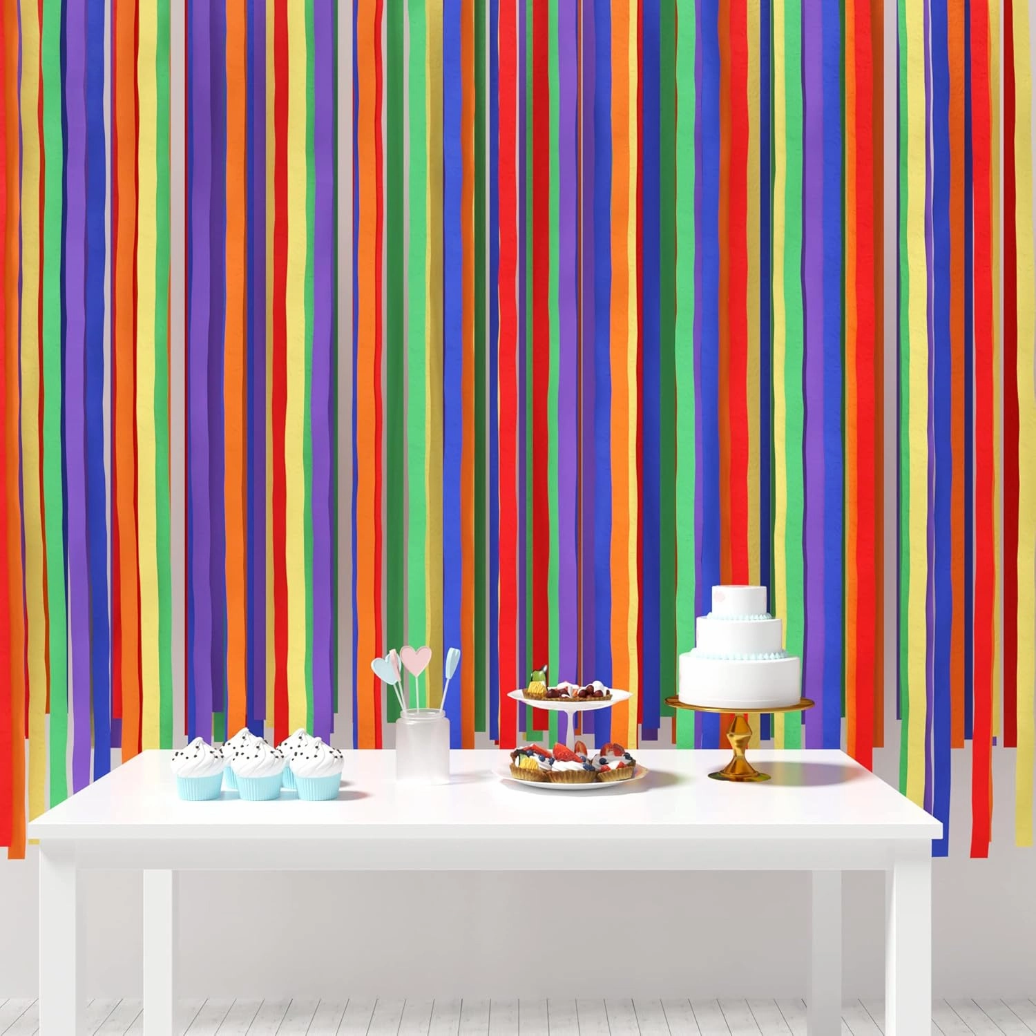 HOUSE OF PARTY OG Rainbow Crepe Paper Streamers 6 Crepe Paper Rolls 492ft (1.8 Inch x 82 Ft/Roll) - Pack of Red, Orange, Yellow, Green, Blue, Purple Streamers for Bachelorette Party Decorations