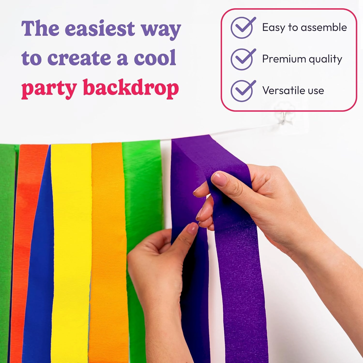 HOUSE OF PARTY OG Rainbow Crepe Paper Streamers 6 Crepe Paper Rolls 492ft (1.8 Inch x 82 Ft/Roll) - Pack of Red, Orange, Yellow, Green, Blue, Purple Streamers for Bachelorette Party Decorations