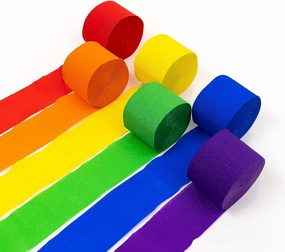 HOUSE OF PARTY OG Rainbow Crepe Paper Streamers 6 Crepe Paper Rolls 492ft (1.8 Inch x 82 Ft/Roll) - Pack of Red, Orange, Yellow, Green, Blue, Purple Streamers for Bachelorette Party Decorations network streamer,wireless audio player,Wi-Fi music streamer,