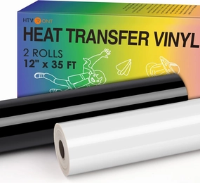 HTVRONT HTV Vinyl Rolls Black HTV and White Heat Transfer Vinyl - 12" x 35ft Black & White HTV Vinyl for Shirts, Black Iron on Vinyl for All Cutting Machines - Easy to Cut & Weed for Heat Vinyl Design vinyl accessories,turntable parts,record p