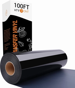 HTVRONT HTV Vinyl Rolls Black Iron on Vinyl - 12" x 100ft HTV Vinyl for Shirts, Black Heat Transfer Vinyl for All Cutting Machines - Easy to Cut & Weed for DIY Heat Vinyl Design vinyl accessories,turntable parts,record player tools,