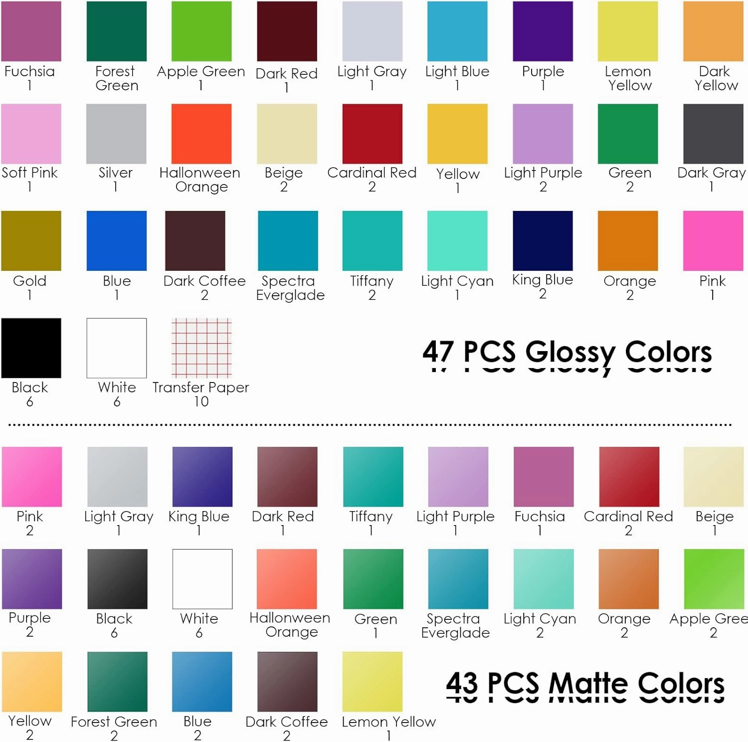 HTVRONT Permanent Vinyl for Cricut Machine-100 Pack 12 "x12 Adhesive Vinyl Sheets Set, 90 Sheets Permanent Bundle & 10 Transfer Tape for Projects and Crafting