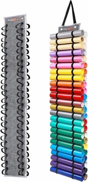 HTVRONT Vinyl Storage Organizer - Holds Up to 48 Rolls, Grey Craft Vinyl Organizer with Wall Mount/Hanging Over the Door vinyl storage,record holder,LP organizer,