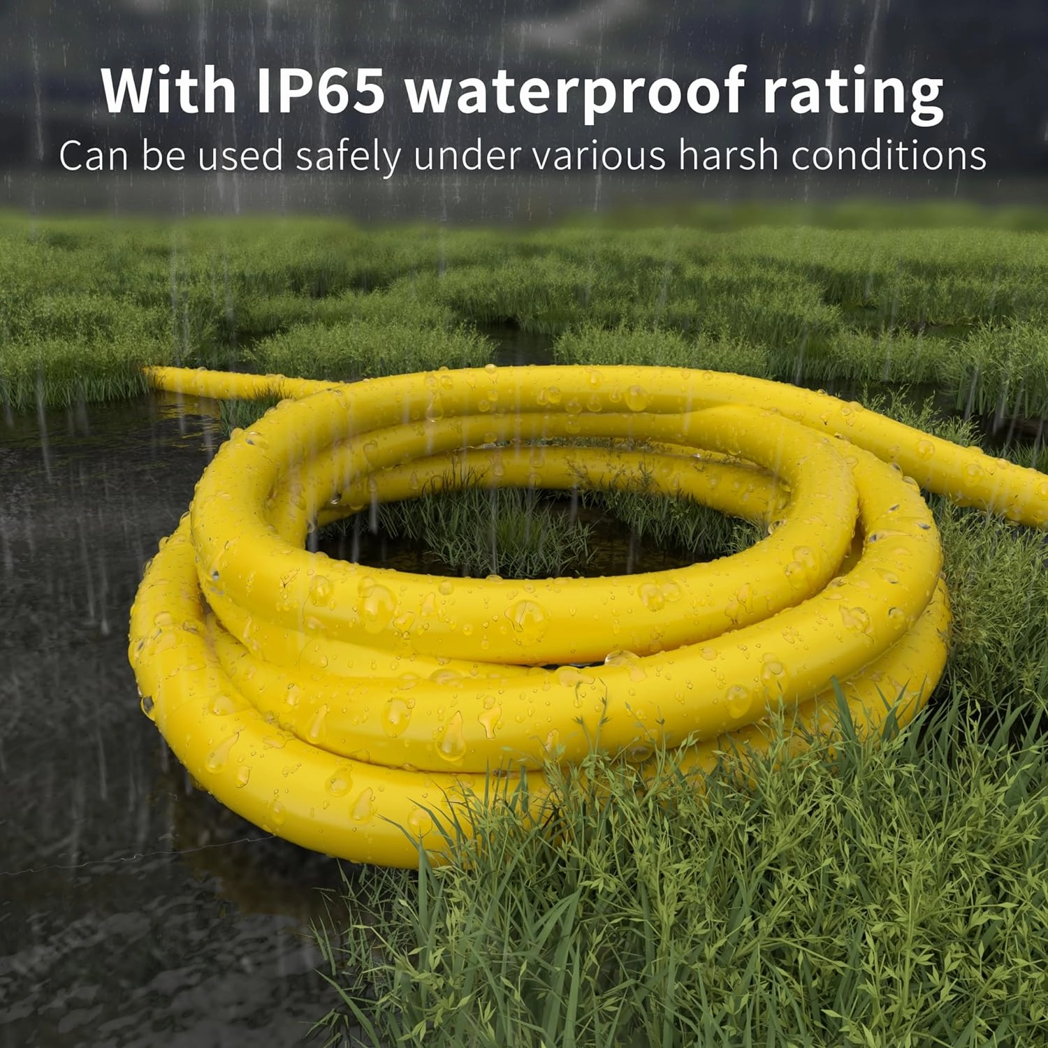HUANCHAIN 12/3 Gauge Heavy Duty Outdoor Extension Cord 50 ft Waterproof with Lighted end, Flexible Cold-Resistant 3 Prong Electric Cord Outside, 15Amp 1875W 12AWG SJTW, Yellow, ETL