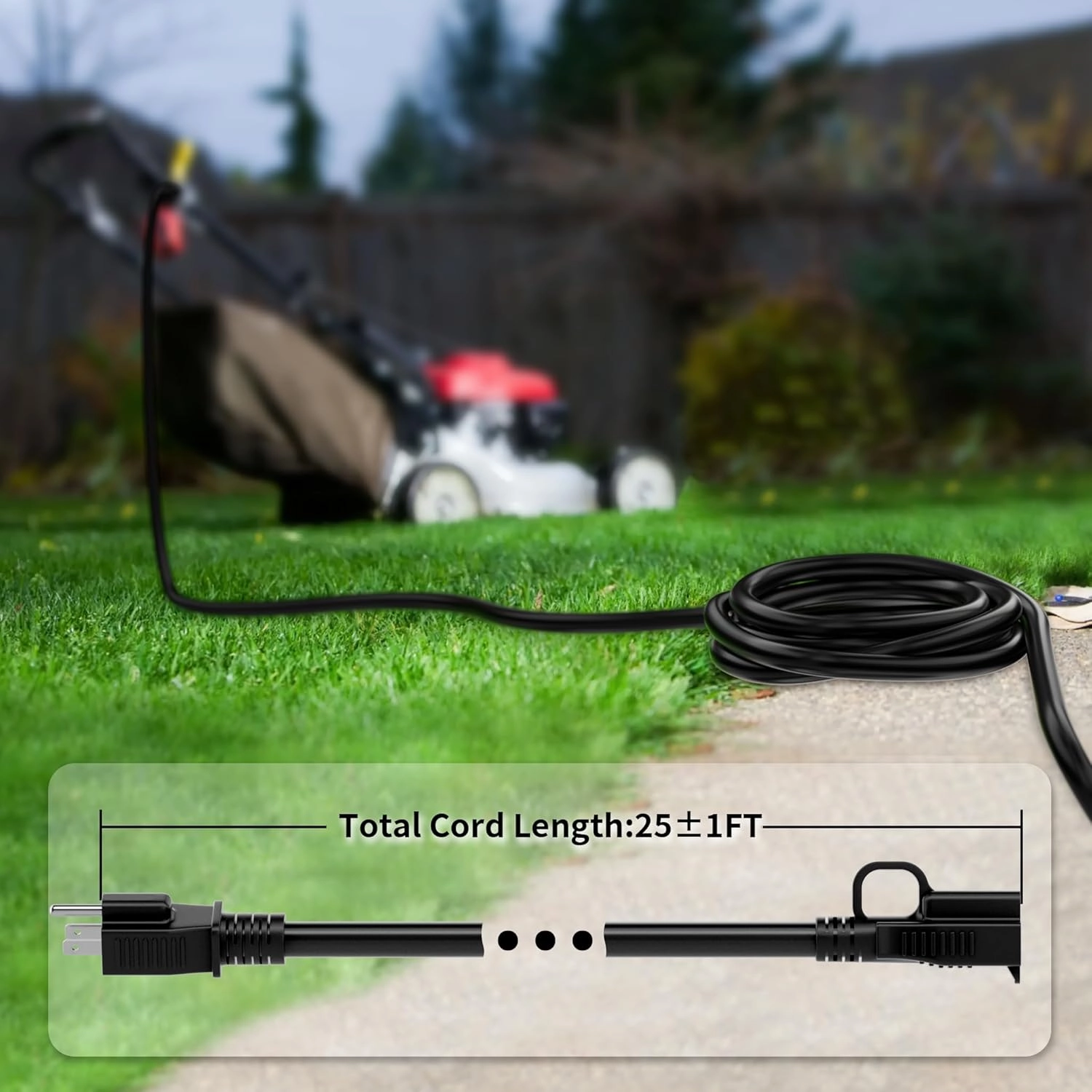HUANCHAIN Indoor Outdoor Black Extension Cord 25 ft Waterproof, 16/3 Gauge Flexible Cold-Resistant Appliance Cable Outside, 13A 1625W 16AWG SJTW, 3 Prong Heavy Duty Electric Cord, ETL