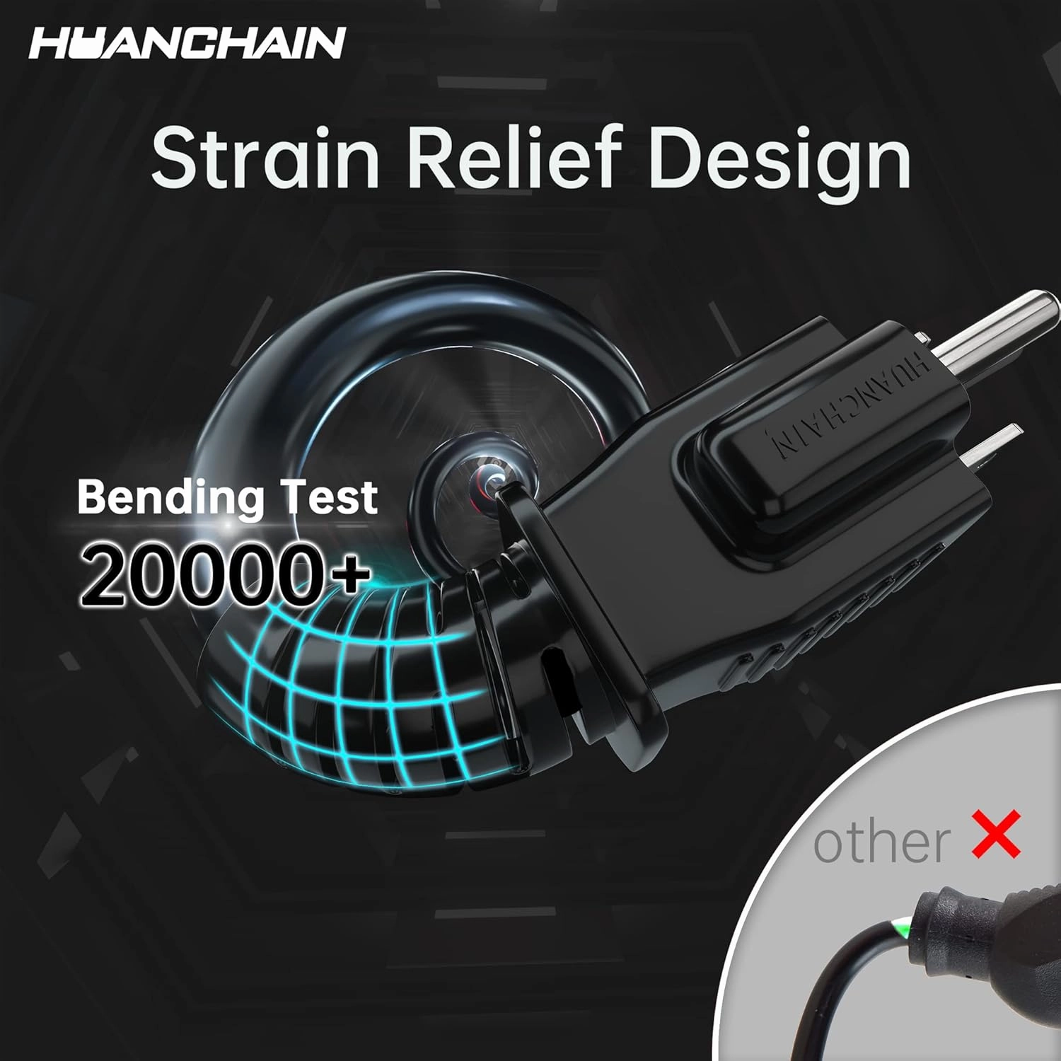 HUANCHAIN Indoor Outdoor Black Extension Cord 25 ft Waterproof, 16/3 Gauge Flexible Cold-Resistant Appliance Cable Outside, 13A 1625W 16AWG SJTW, 3 Prong Heavy Duty Electric Cord, ETL